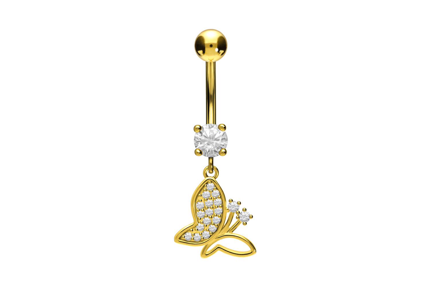 Chirurgenstahl Bananabell Piercing mit Brass-Design KRISTALLSCHMETTERLING ++SALE++